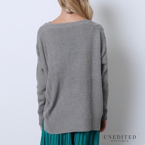 Lush Notched V-neck Sweater - Picture 2 of 6